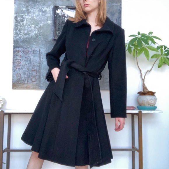 George Simonton Jackets & Blazers - Vintage George Simonton Couture Fine Wool Cashmere Black Button Down Winter Coat